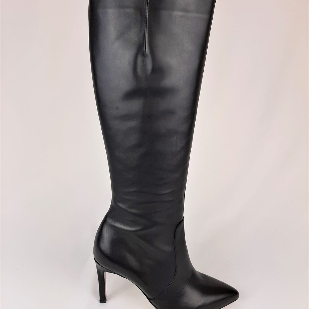 Basic Black Leather Heeled Boots
